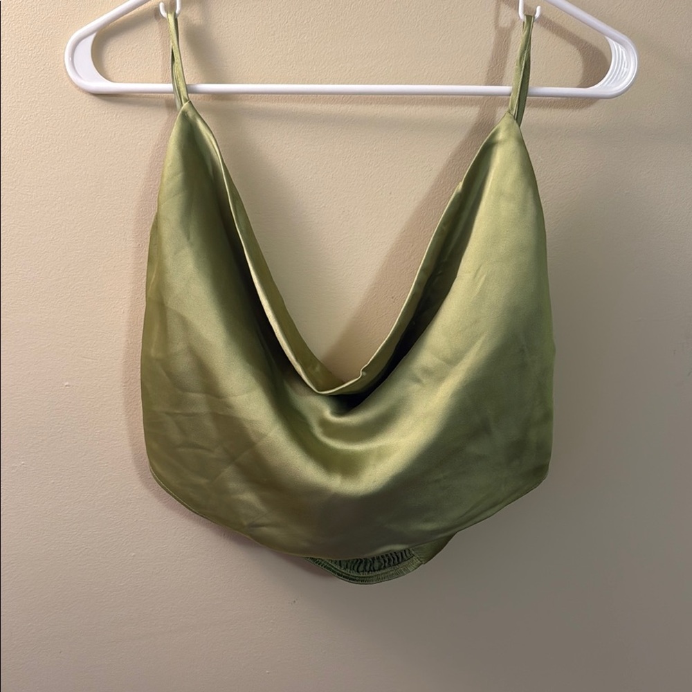 Garage Green Crop Top with Relaxed Fit